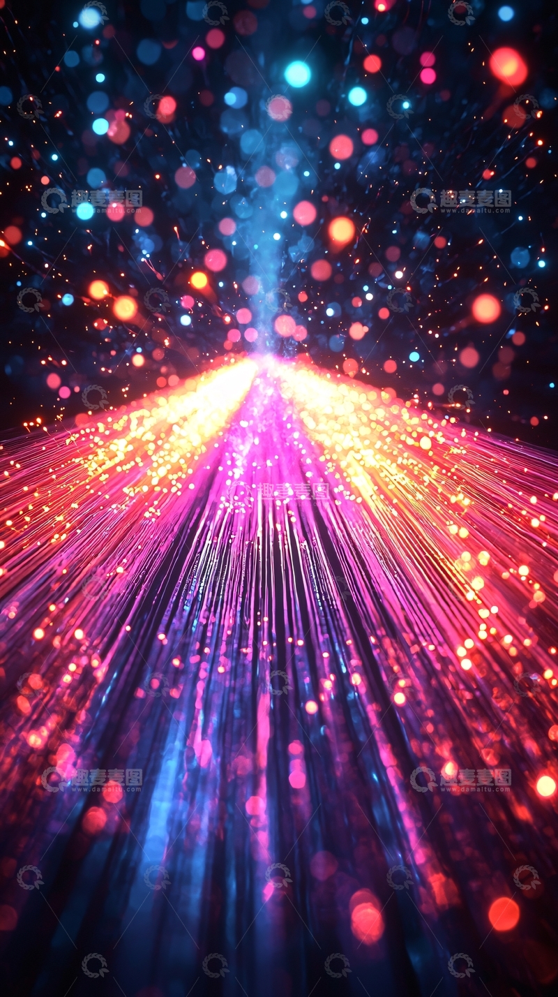 高清大图下载【趣麦麦图】炫彩光线粒子背景