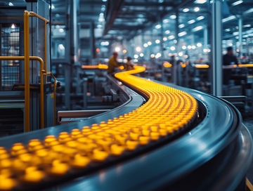 工厂流水线上黄色产品