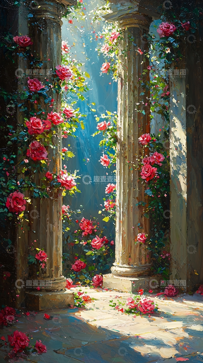 高清大图下载【趣麦麦图】玫瑰花柱廊