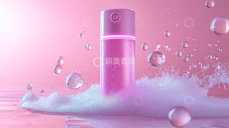 高清大图下载【趣麦麦图】粉色喷雾瓶与水花泡沫