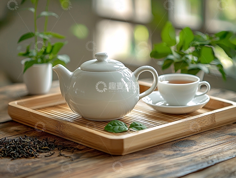高清大图下载【趣麦麦图】白色茶壶茶杯