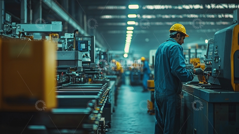高清大图下载【趣麦麦图】工业环境下的工人操作机器