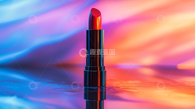 高清大图下载【趣麦麦图】红色口红在彩色背景上