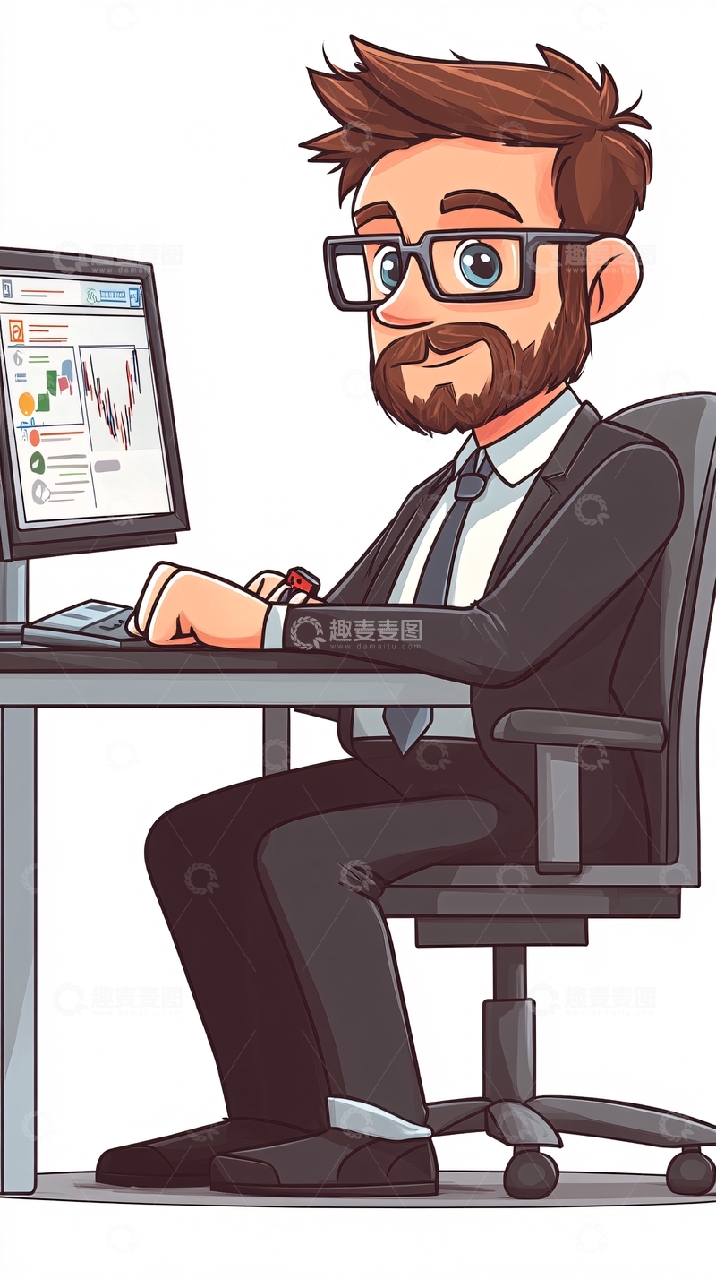 高清大图下载【趣麦麦图】卡通商务男士