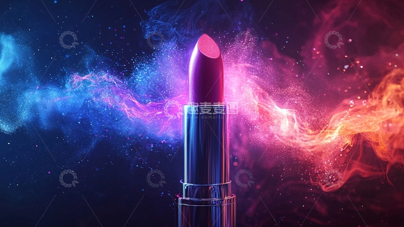 高清大图下载【趣麦麦图】炫彩烟雾背景口红