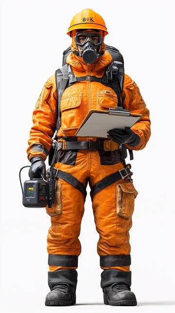 穿着防护服的作业人员