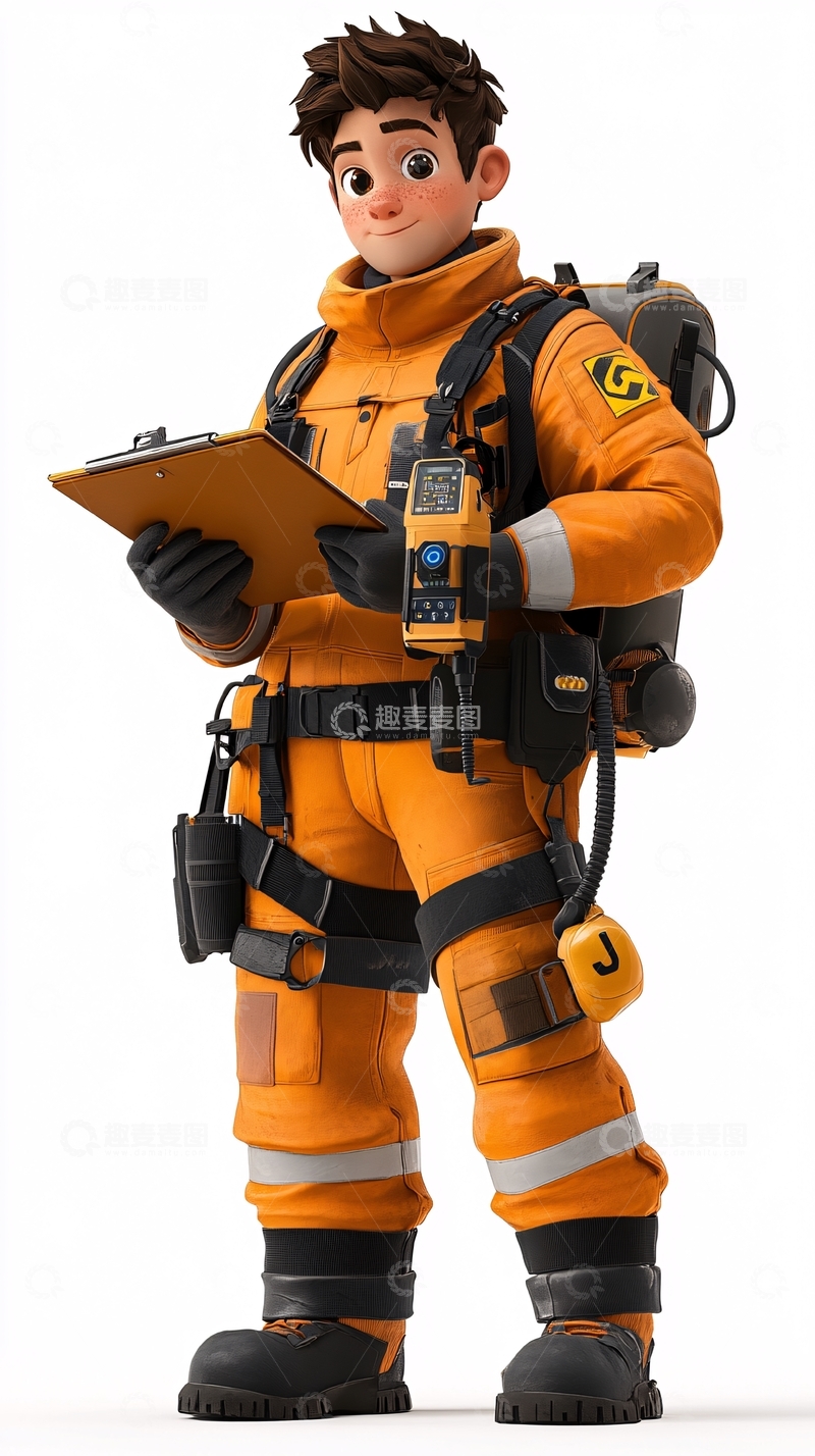 高清大图下载【趣麦麦图】卡通消防员