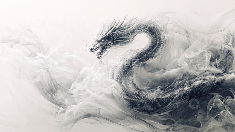 高清大图下载【趣麦麦图】水墨风格的龙