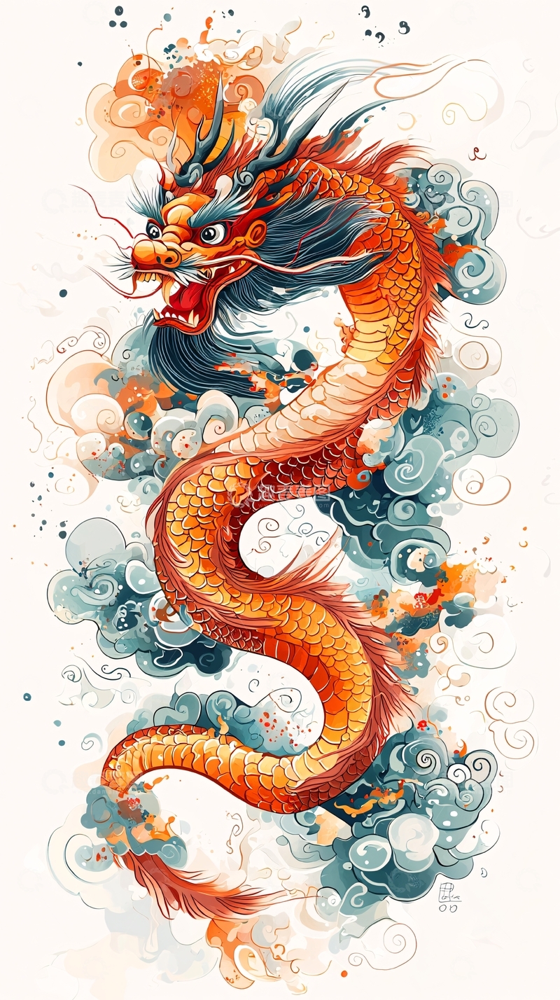 高清大图下载【趣麦麦图】水墨风格中国龙