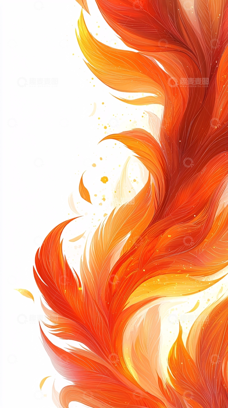 高清大图下载【趣麦麦图】火焰般的抽象羽毛