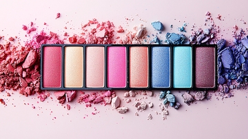 散落的彩妆眼影盘