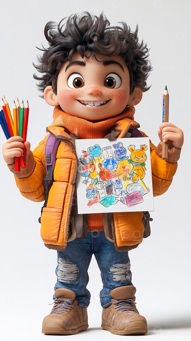 高清大图下载【趣麦麦图】可爱卡通男孩