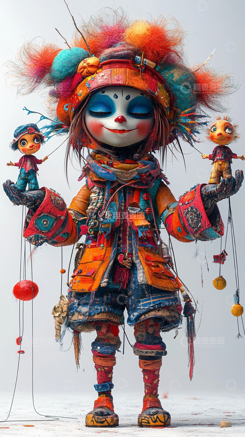 高清大图下载【趣麦麦图】彩色奇幻小丑玩偶