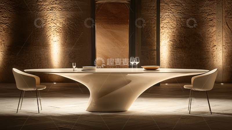 高清大图下载【趣麦麦图】流线型大理石餐桌