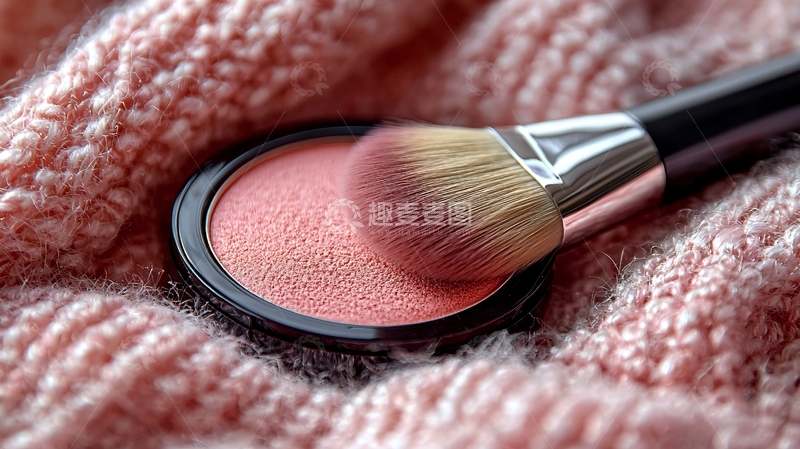 高清大图下载【趣麦麦图】粉色腮红刷在毛衣上