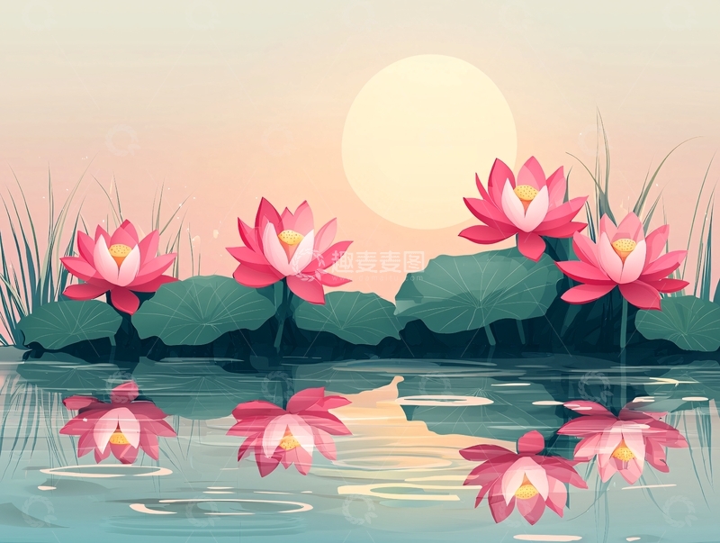 高清大图下载【趣麦麦图】粉色莲花