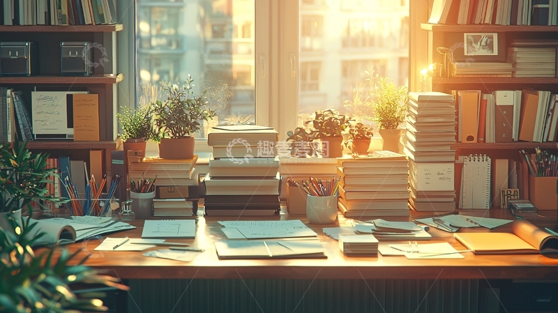 高清大图下载【趣麦麦图】阳光洒进书房