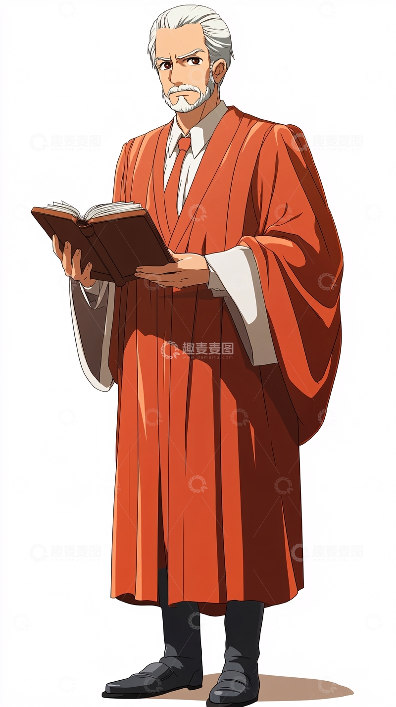 高清大图下载【趣麦麦图】白发老者红袍持书