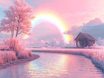 粉色梦幻田园风光