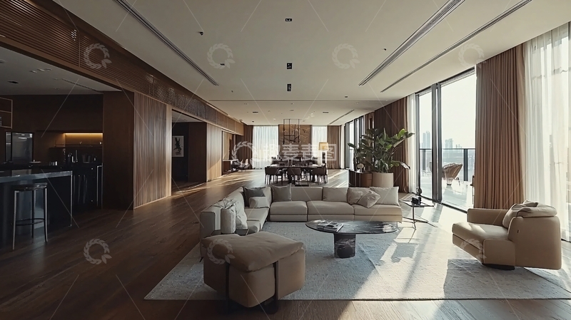 高清大图下载【趣麦麦图】现代简约风格大户型客厅