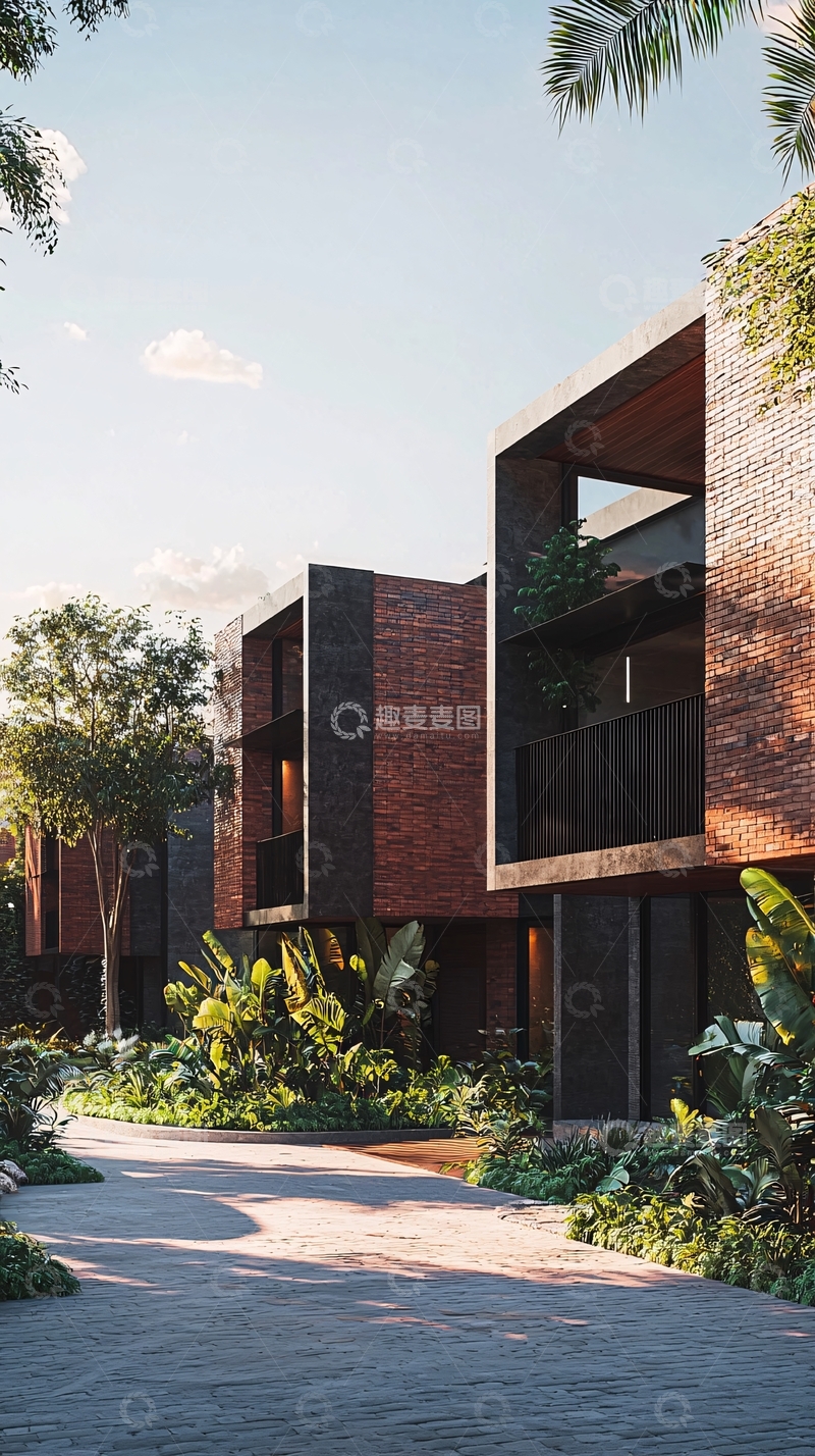 高清大图下载【趣麦麦图】现代红砖建筑群