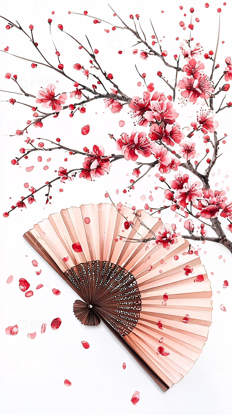 高清大图下载【趣麦麦图】桃花扇的意境水墨画