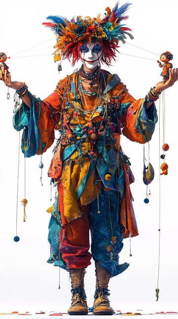 多彩服饰的小丑形象