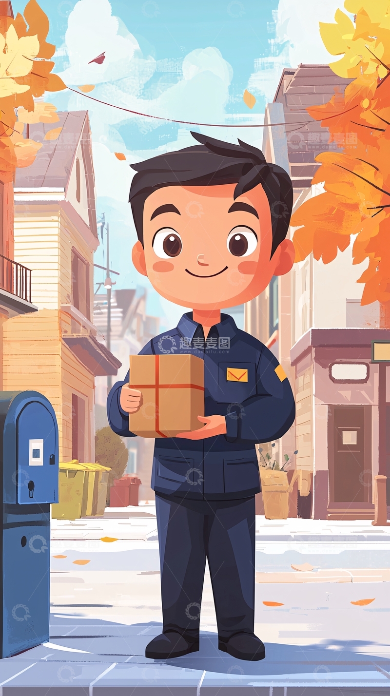 高清大图下载【趣麦麦图】卡通邮递员
