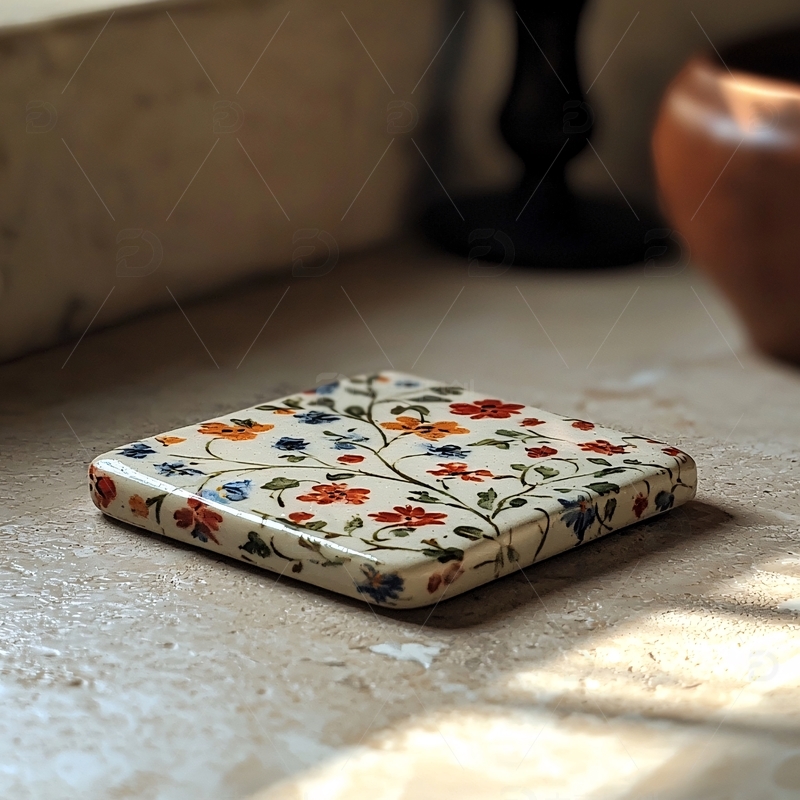 方块小花纹杯垫
