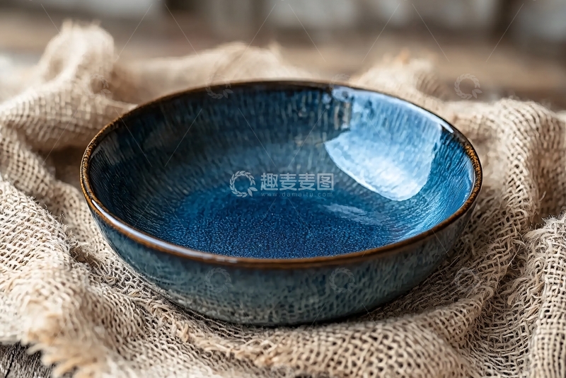 高清大图下载【趣麦麦图】深蓝色陶瓷碗