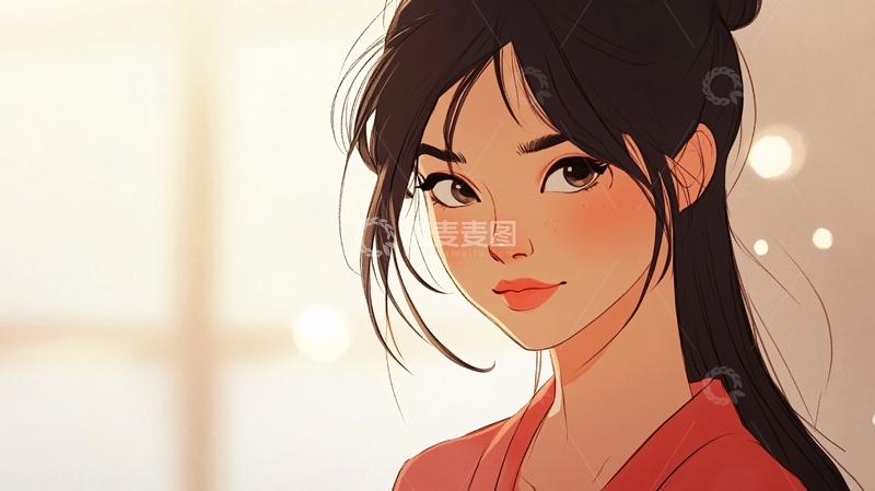 高清大图下载【趣麦麦图】温柔少女侧脸高清图