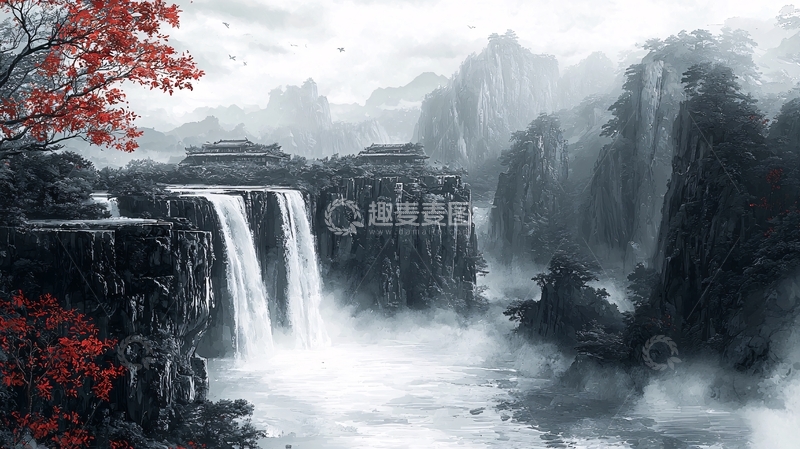 高清大图下载【趣麦麦图】水墨山水画538