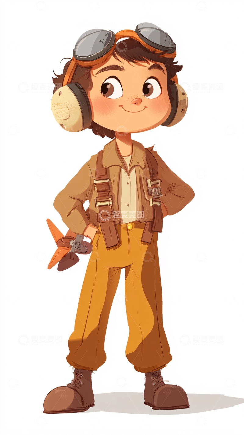高清大图下载【趣麦麦图】可爱卡通小男孩飞行员