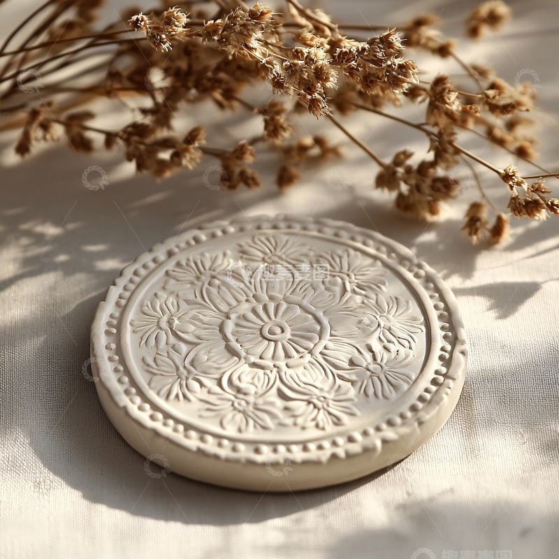 高清大图下载【趣麦麦图】白色雕花圆盘