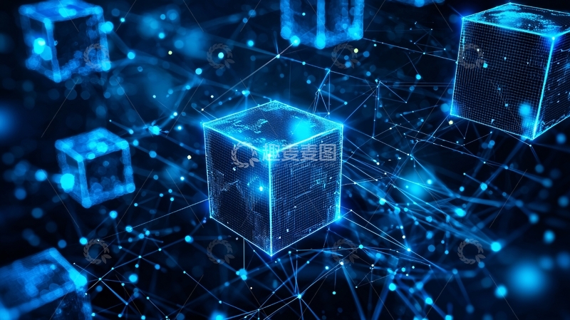 高清大图下载【趣麦麦图】蓝色科技感方块网络
