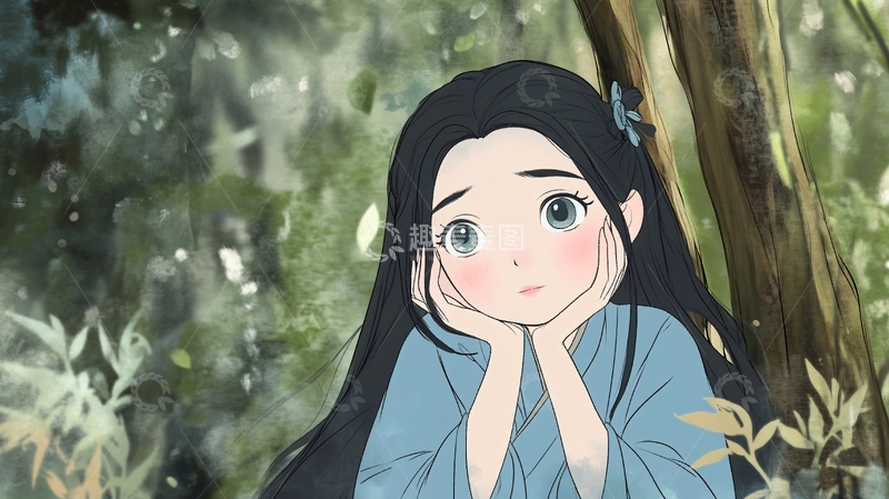 高清大图下载【趣麦麦图】忧郁气质的动漫女孩