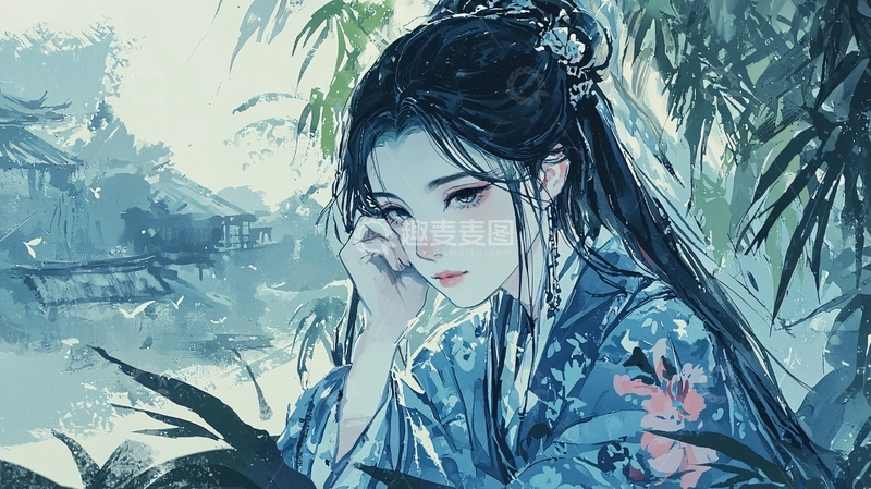 高清大图下载【趣麦麦图】水墨古风美女