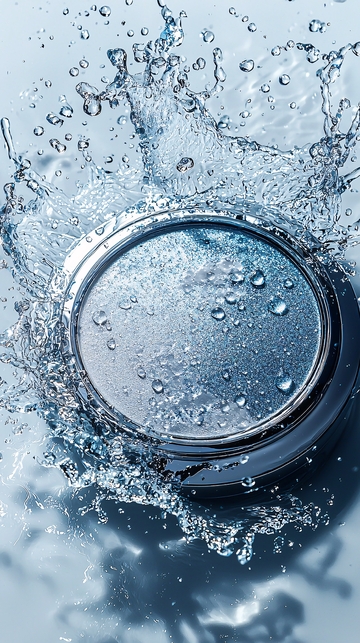 金属按钮上的水花飞溅