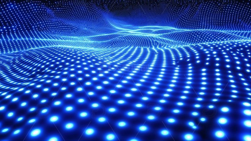高清大图下载【趣麦麦图】蓝色光点波浪背景