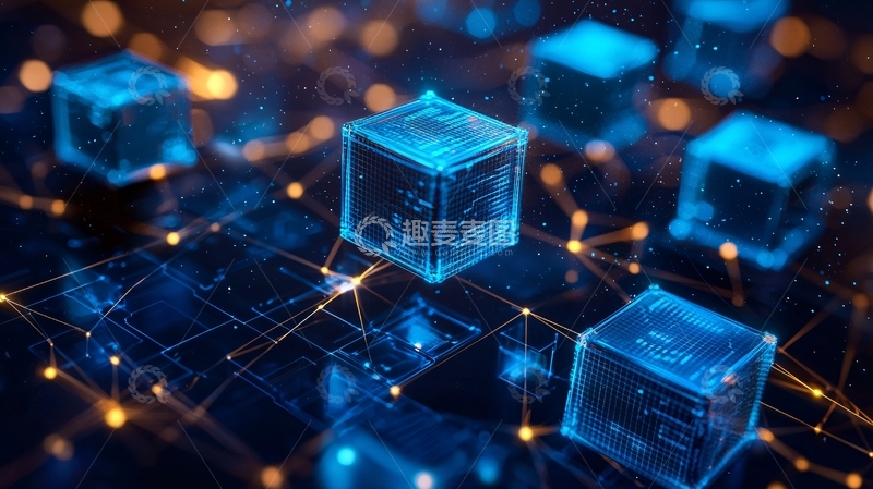 高清大图下载【趣麦麦图】蓝色立方体科技网络