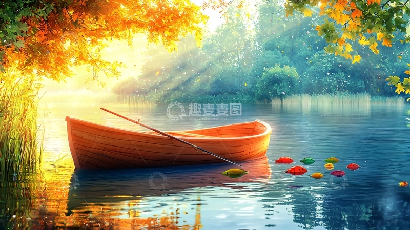 高清大图下载【趣麦麦图】湖面上的小船