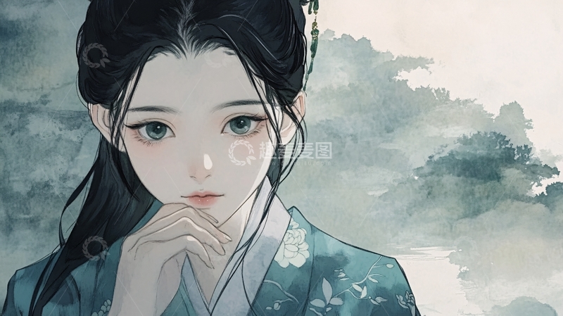 高清大图下载【趣麦麦图】水墨古风美女