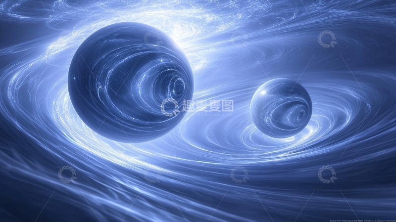 高清大图下载【趣麦麦图】蓝色光晕环绕双球体