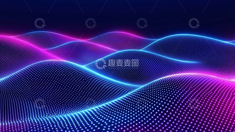 高清大图下载【趣麦麦图】抽象的霓虹光波