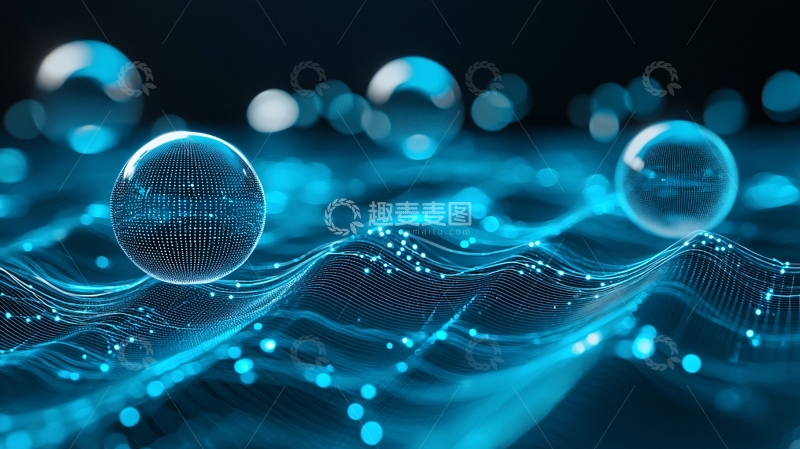 高清大图下载【趣麦麦图】蓝色科技感水滴波浪