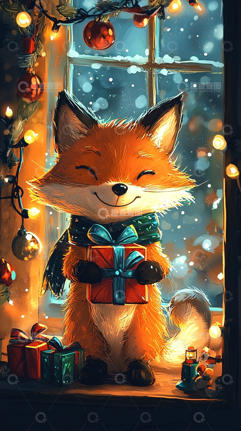 高清大图下载【趣麦麦图】圣诞狐狸