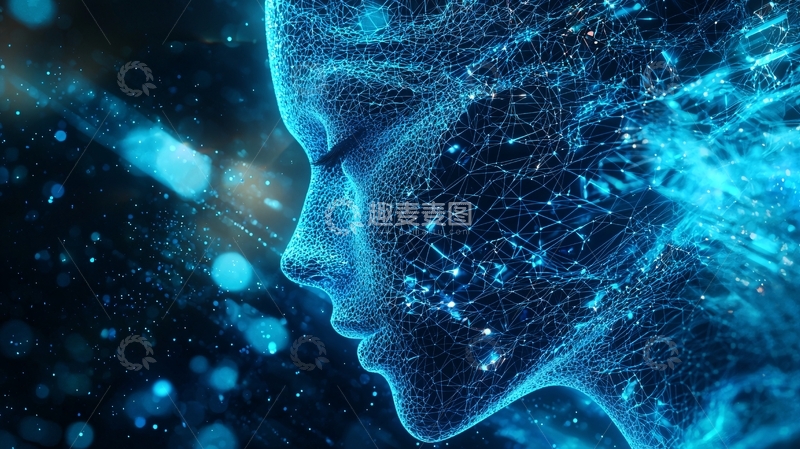 高清大图下载【趣麦麦图】蓝色光点粒子人脸