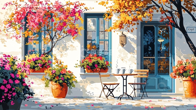 高清大图下载【趣麦麦图】-庭院鲜花盛开的房屋