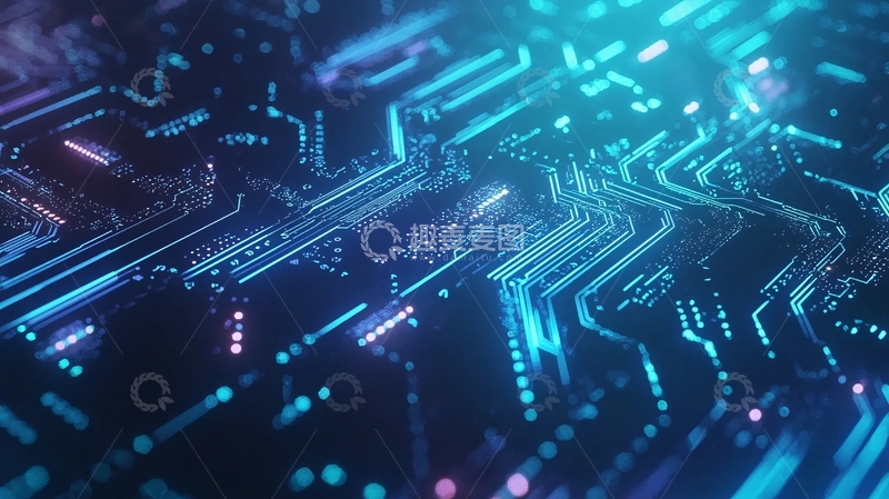 高清大图下载【趣麦麦图】蓝色科技感电路板