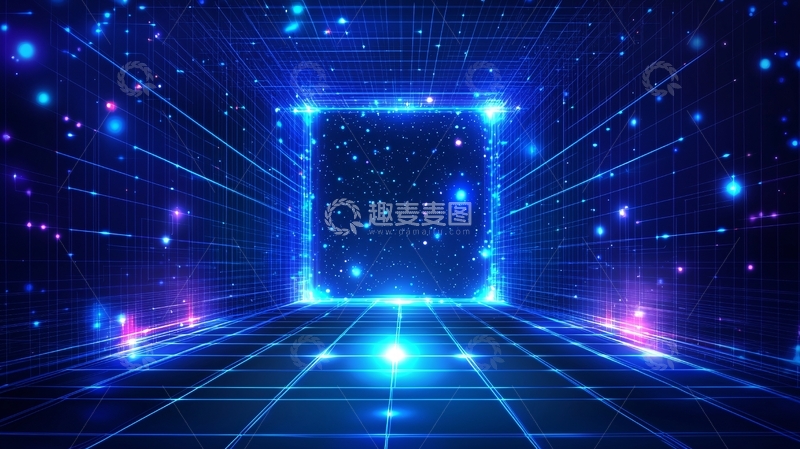 高清大图下载【趣麦麦图】蓝色科技感隧道